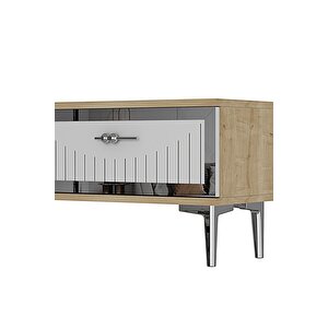 Tsa1204dbg - Tunatv120 Tv Stand, Tv Sehpasi Safi̇rmeşe-beyaz-silver 120cm