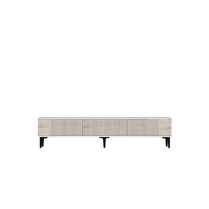 Tsa1803bt - Corsa180 Tv Stand, Tv Sehpasi Beyaz-traverten Kapakli 180cm