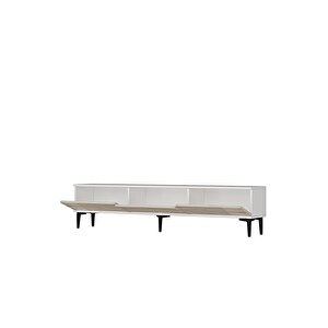 Tsa1803bt - Corsa180 Tv Stand, Tv Sehpasi Beyaz-traverten Kapakli 180cm
