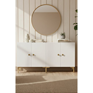 Ka1517bg Simple150 Konsol, Kahve Köşesi̇, Tv Sehpasi Beyaz-gold 150cm Beyaz