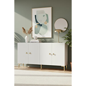 Ka1517bg Simple150 Konsol, Kahve Köşesi̇, Tv Sehpasi Beyaz-gold 150cm Beyaz