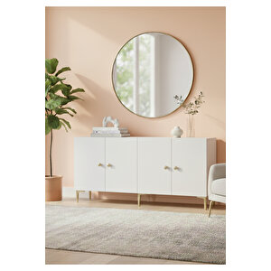Ka1517bg Simple150 Konsol, Kahve Köşesi̇, Tv Sehpasi Beyaz-gold 150cm Beyaz