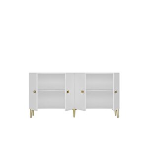 Ka1517bg Simple150 Konsol, Kahve Köşesi̇, Tv Sehpasi Beyaz-gold 150cm