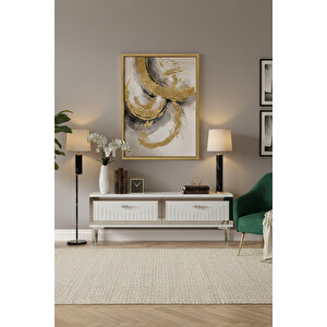 Tsa1204bs - Tunatv120 Tv Stand, Tv Sehpasi Beyaz-silver 120cm Beyaz-Gümüş