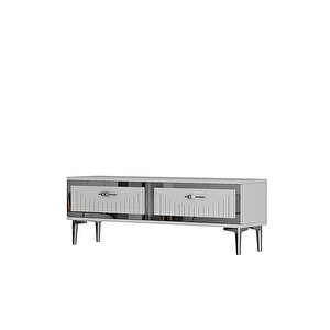 Tsa1204bs - Tunatv120 Tv Stand, Tv Sehpasi Beyaz-silver 120cm Beyaz-Gümüş