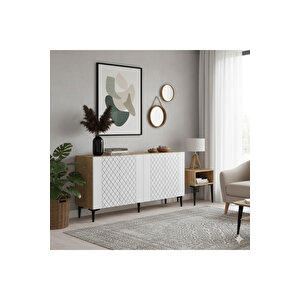 Ka1512db Resso150 Konsol, Kahve Köşesi̇, Tv Sehpasi Safi̇rmeşe-beyaz 150cm Beyaz-Safirmeşe