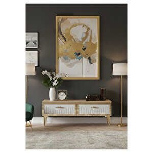 Tsa1204dbg - Tunatv120 Tv Stand, Tv Sehpasi Safi̇rmeşe-beyaz-gold 120cm Safirmeşe-Altın