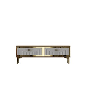 Tsa1204dbg - Tunatv120 Tv Stand, Tv Sehpasi Safi̇rmeşe-beyaz-gold 120cm Safirmeşe-Altın