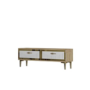 Tsa1204dbg - Tunatv120 Tv Stand, Tv Sehpasi Safi̇rmeşe-beyaz-gold 120cm Safirmeşe-Altın