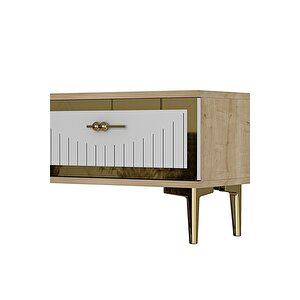Tsa1204dbg - Tunatv120 Tv Stand, Tv Sehpasi Safi̇rmeşe-beyaz-gold 120cm