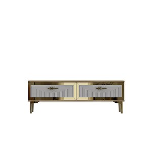 Tsa1204dbg - Tunatv120 Tv Stand, Tv Sehpasi Safi̇rmeşe-beyaz-gold 120cm