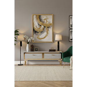 Tsa1204bg - Tunatv120 Tv Stand, Tv Sehpasi Beyaz-gold 120cm Beyaz gold