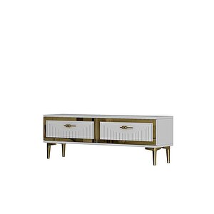 Tsa1204bg - Tunatv120 Tv Stand, Tv Sehpasi Beyaz-gold 120cm Beyaz gold