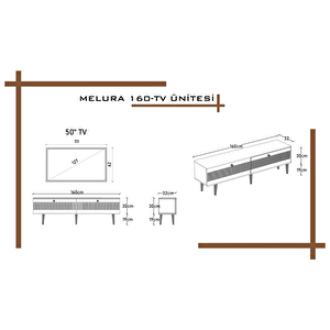 Melura Tv Ünitesi - Tv Sehpası 160 Cm %100 Mdf Lake Ahşap Ayaklı