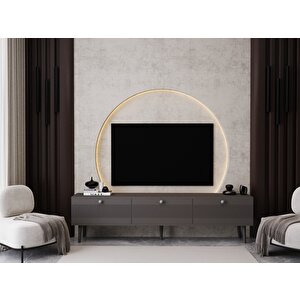 Melura Tv Ünitesi - Tv Sehpası 200 Cm %100 Mdf Lake Ahşap Ayaklı Gri