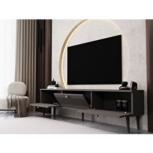 Melura Tv Ünitesi - Tv Sehpası 200 Cm %100 Mdf Lake Ahşap Ayaklı Gri