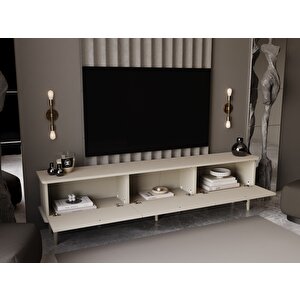 Lunaris Tv Ünitesi - Tv Sehpası 180 Cm %100 Mdf Lake Ahşap Ayaklı Kumtaşı