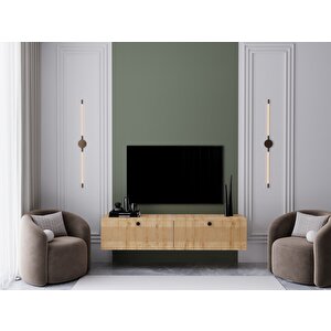Melura Tv Ünitesi - Tv Sehpası 140 Cm Duvara Monte %100 Mdf Safir Meşe