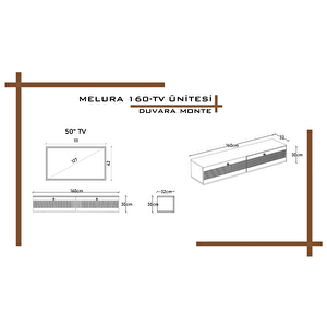 Melura Tv Ünitesi - Tv Sehpası 160 Cm Duvara Monte %100 Mdf