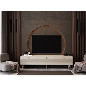 Melura Tv Ünitesi - Tv Sehpası 180 Cm %100 Mdf Lake Ahşap Ayaklı Kumtaşı