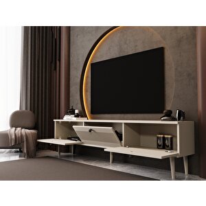 Melura Tv Ünitesi - Tv Sehpası 180 Cm %100 Mdf Lake Ahşap Ayaklı Kumtaşı