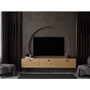 Melura Tv Ünitesi - Tv Sehpası 180 Cm Duvara Monte %100 Mdf Safir Meşe