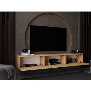 Melura Tv Ünitesi - Tv Sehpası 180 Cm Duvara Monte %100 Mdf Safir Meşe