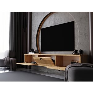 Melura Tv Ünitesi - Tv Sehpası 180 Cm Duvara Monte %100 Mdf Safir Meşe