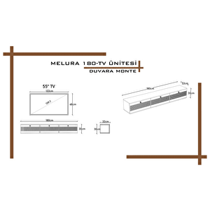 Melura Tv Ünitesi - Tv Sehpası 180 Cm Duvara Monte %100 Mdf