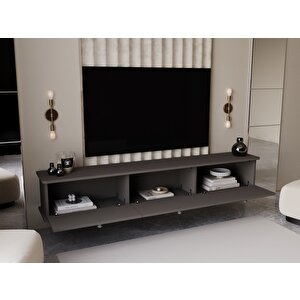 Lunaris Tv Ünitesi - Tv Sehpası 200 Cm Duvara Monte %100 Mdf Gri