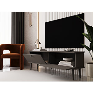 Lunaris Tv Ünitesi - Tv Sehpası 140 Cm %100 Mdf Lake Ahşap Ayaklı Gri