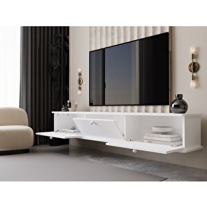 Lunaris Tv Ünitesi - Tv Sehpası 200 Cm Duvara Monte %100 Mdf Beyaz