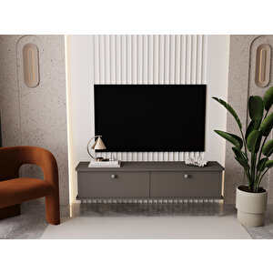 Lunaris Tv Ünitesi - Tv Sehpası 140 Cm Duvara Monte %100 Mdf Gri