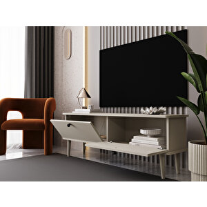 Lunaris Tv Ünitesi - Tv Sehpası 160 Cm %100 Mdf Lake Ahşap Ayaklı Kumtaşı