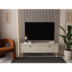 Lunaris Tv Ünitesi - Tv Sehpası 140 Cm %100 Mdf Lake Ahşap Ayaklı Kumtaşı