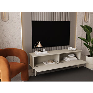 Lunaris Tv Ünitesi - Tv Sehpası 140 Cm %100 Mdf Lake Ahşap Ayaklı Kumtaşı