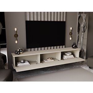 Lunaris Tv Ünitesi - Tv Sehpası 200 Cm Duvara Monte %100 Mdf Kumtaşı
