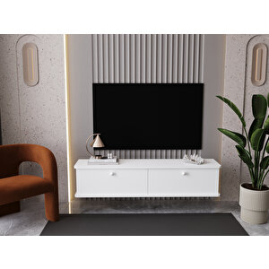 Lunaris Tv Ünitesi - Tv Sehpası 160 Cm Duvara Monte %100 Mdf Beyaz