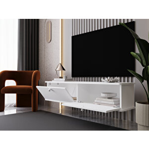 Lunaris Tv Ünitesi - Tv Sehpası 160 Cm Duvara Monte %100 Mdf Beyaz