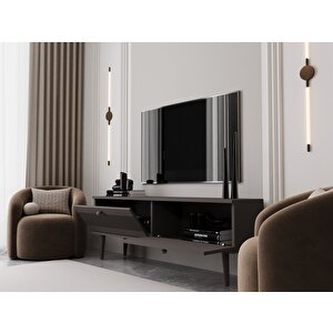 Melura Tv Ünitesi - Tv Sehpası 140 Cm %100 Mdf Lake Ahşap Ayaklı Gri