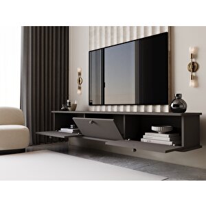 Lunaris Tv Ünitesi - Tv Sehpası 180 Cm Duvara Monte %100 Mdf Gri