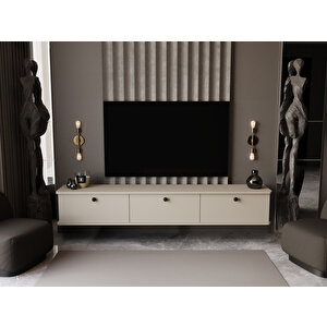 Lunaris Tv Ünitesi - Tv Sehpası 180 Cm Duvara Monte %100 Mdf Kumtaşı