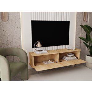 Lunaris Tv Ünitesi - Tv Sehpası 160 Cm Duvara Monte %100 Mdf Safir Meşe