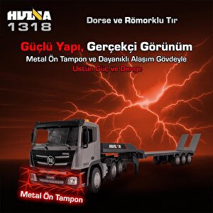 Huina 1318 1/24 Rc Dorse Ve Römorklu Tır Kamyon Uzaktan Kumandalı İş Makinesi İnşaat Rc Model - 2.4ghz Gerçekçi Similasyon Ses Ve