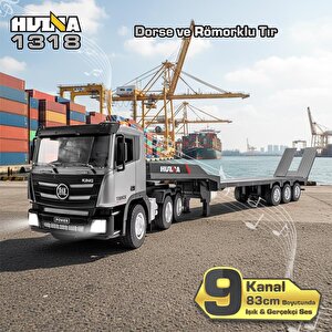 Huina 1318 1/24 Rc Dorse Ve Römorklu Tır Kamyon Uzaktan Kumandalı İş Makinesi İnşaat Rc Model - 2.4ghz Gerçekçi Similasyon Ses Ve