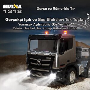Huina 1318 1/24 Rc Dorse Ve Römorklu Tır Kamyon Uzaktan Kumandalı İş Makinesi İnşaat Rc Model - 2.4ghz Gerçekçi Similasyon Ses Ve