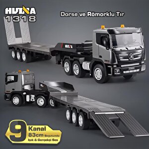 Huina 1318 1/24 Rc Dorse Ve Römorklu Tır Kamyon Uzaktan Kumandalı İş Makinesi İnşaat Rc Model - 2.4ghz Gerçekçi Similasyon Ses Ve