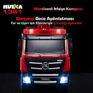 Huina 1361 1/18 15ch Rc Model Uzaktan Kumandalı Merdivenli Yangın Söndürme İtfaiye Kamyonu İş Makinesi İnşaat -su Püskürtme Fonksi