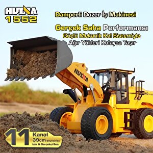 Huina 1552 1/16 11ch Rc Wheel Loader Damper Dozer Kamyon İş Makinesi Kazıcı İnşaat Uzaktan Kumandalı Rc Model Metal Kepçeli -2.4g
