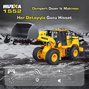Huina 1552 1/16 11ch Rc Wheel Loader Damper Dozer Kamyon İş Makinesi Kazıcı İnşaat Uzaktan Kumandalı Rc Model Metal Kepçeli -2.4g